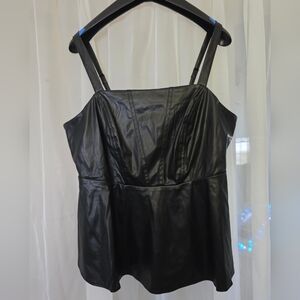 Torrid Black Faux Leather Peplum Tank Top